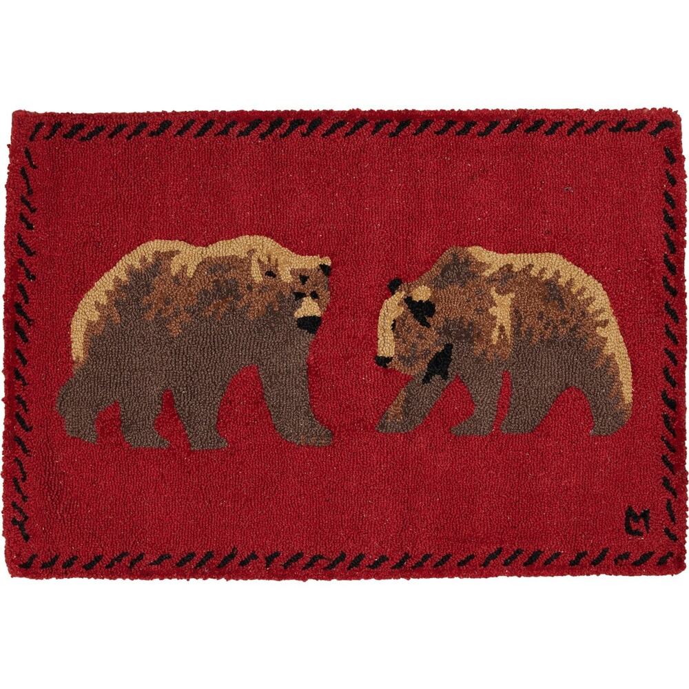 Chandler 4 Corners Big Bears 2x3 Hand Hooked 100% Wool Rug Lodge Cabin NEW